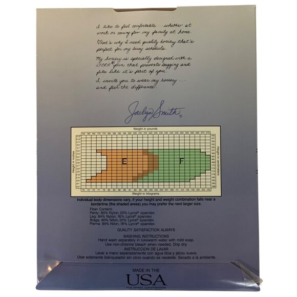 Jaclyn Smith Control Top Pantyhose Control Top Plus Size F 2X Beige Silky Sheer - Picture 3 of 3